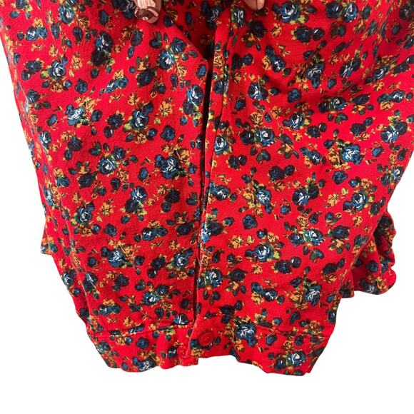 Romantic Cottagecore Red Floral Peplum Blouse | Square Neck Puff Sleeve Small - Picture 13 of 14